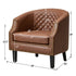 Louis Faux Leather Tufted Club Chair - Brown Accent Chair | Decorative Accent Chairs | Kinwell Furniture | Modern Club Chairs | Barrel Club Chair | Nailhead Trim Chair | Contemporary Faux Leather Chair | Elegant Brown Chair